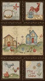 Quilting Fabric Home to Roost Panel by Terri Degenkolb of Whimsicals