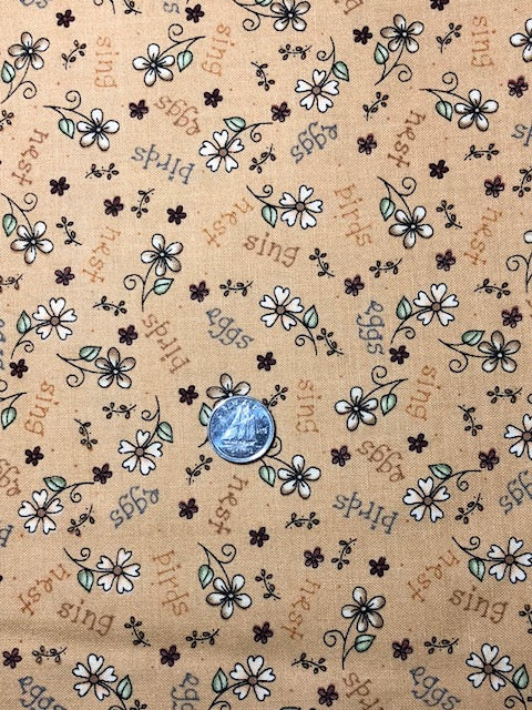 Quilting Fabric Among The Flowers Tan by Red Rooster