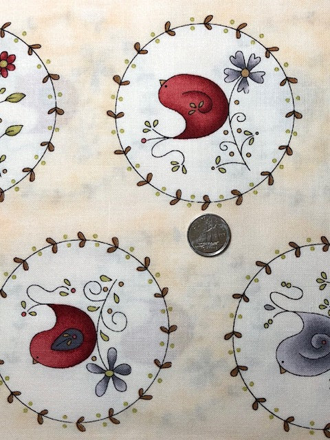 Quilting Fabric Among The Flowers-Cream Multi 8551 by Red Rooster